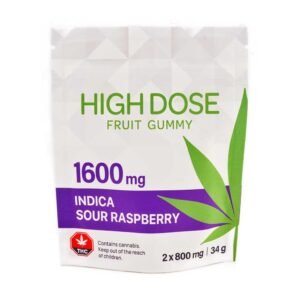High Dose Fruit Gummy – Sour Raspberry 1600mg THC (Indica)