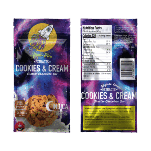 Higher Fire Extracts – Shatter Chocolate Bar – Cookies and Cream 2000mg THC (Indica)