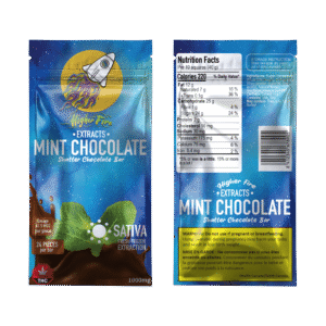 Higher Fire Extracts – Shatter Chocolate Bar – Mint 1000mg THC (Sativa)