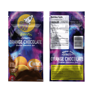 Higher Fire Extracts – Shatter Chocolate Bar – Orange 1000mg THC (Indica)