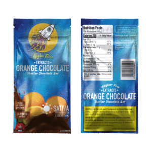 Higher Fire Extracts – Shatter Chocolate Bar – Orange 1000mg THC (Sativa)