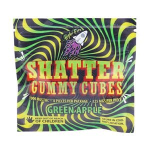 Higher Fire Extracts – Shatter Gummy Cubes – Green Apple 1000mg THC