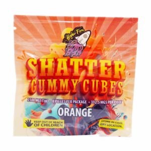 Higher Fire Extracts – Shatter Gummy Cubes – Orange 2500mg THC