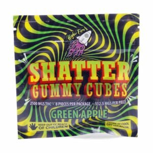 Higher Fire Extracts – Shatter Gummy Cubes – Green Apple 2500mg THC