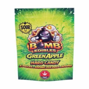 Bomb Edibles – 500mg THC Hard Candy – Sour Green Apple