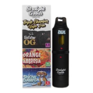Straight Goods – Triple Chamber Vape – Godfather OG + Orange Ambrosia + Snow Dawg (3 Grams + 3 Grams + 3 Gram)